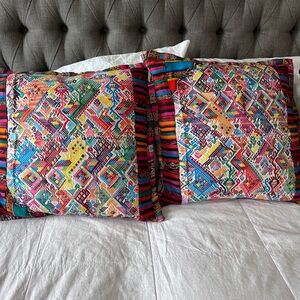 2 Colorful Geometric Throw Pillows boho
